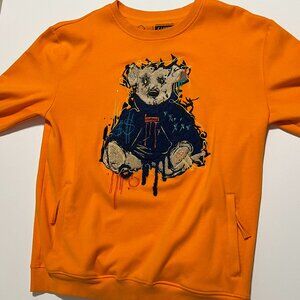 Civilized Sweatshirt Bear Crew Neck Pullover w/ Pockets Orange Men's size XL